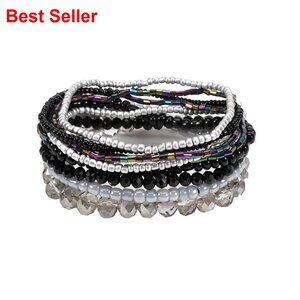 Acrylic Crystal Glass Beads Stretch Bracelets Multilayered Bohemian Jewelry
